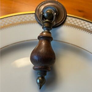 Vintage Brass and Wood Drop Pull